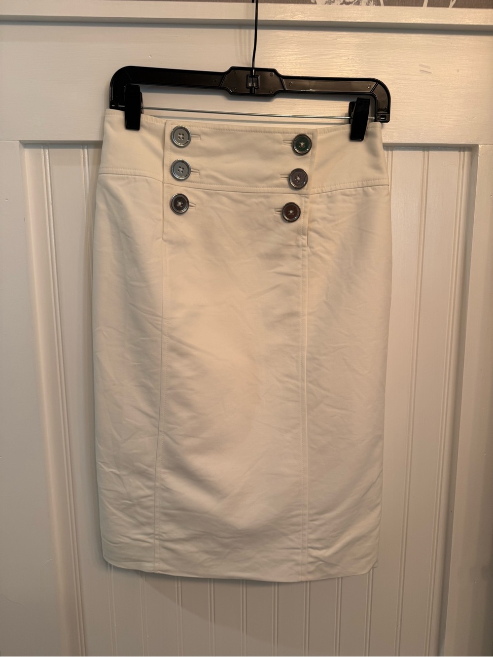 Ralph Lauren Black Label White Double-Button Pencil Skirt